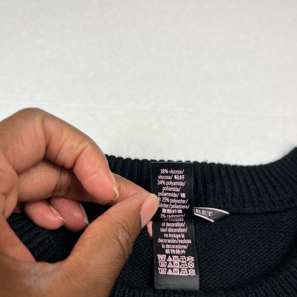 Victorias Secret Y2K Tease Graphic Print Sweater Black Lounge Comfort Pullover - Picture 5 of 10